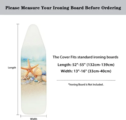 Vista 6 de Funda para tabla de planchar con diseño de estrella de mar de playa, resistente a los abrasadores, extra ancha, cubierta para tabla de planchar
