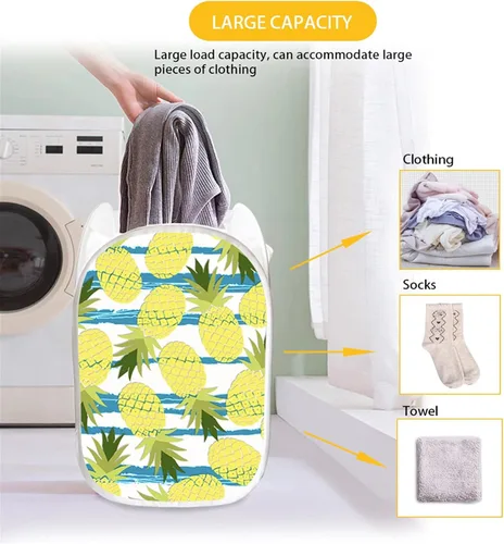 Vista 5 de Forchrinse Cesta de lavandería plegable de malla con estampado de corazón negro, cesta de tela para almacenamiento de juguetes, para habitación