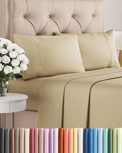 Vista 100 de Juego de sábanas Split King de 7 piezas - Incluye 4 fundas de almohada - Sábanas Split King - Ropa de cama de hotel de lujo suave - Refrescante