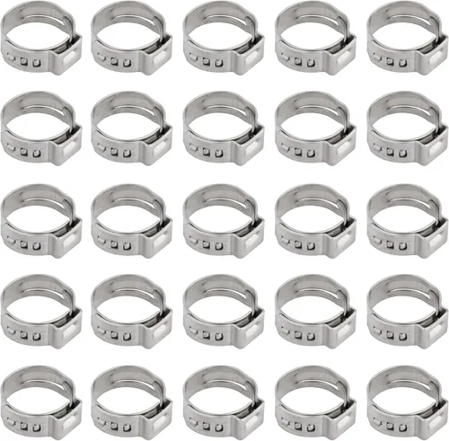 ISPINNER 25pcs 304 acero inoxidable 0.406-0.504 in abrazaderas de manguera sin paso de una sola oreja
