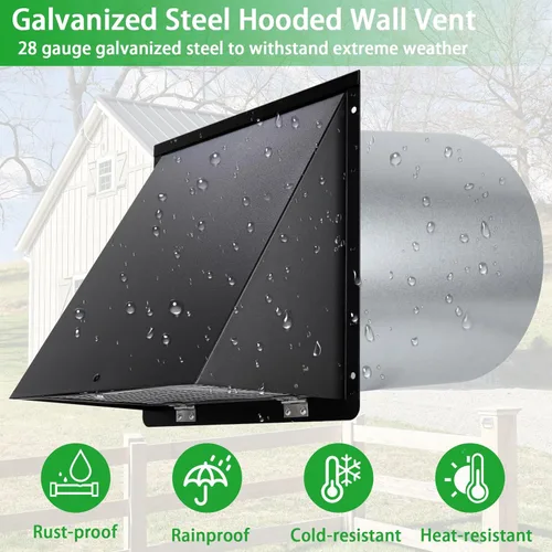 Vista 5 de Cubierta de ventilación de secadora de 4 pulgadas en el exterior, cubierta de ventilación de la secadora de pared al aire libre, tapa de ventilación