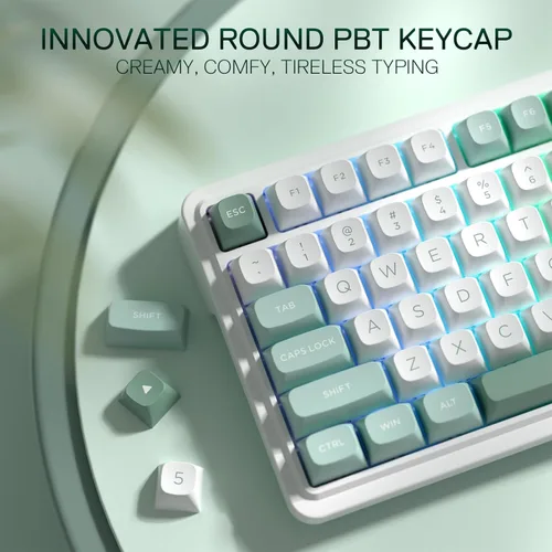 Vista 7 de Redragon K719 Teclado inalámbrico para juegos con junta con pantalla Hype y perilla, teclado mecánico de 95 teclas, pantalla de información TFT