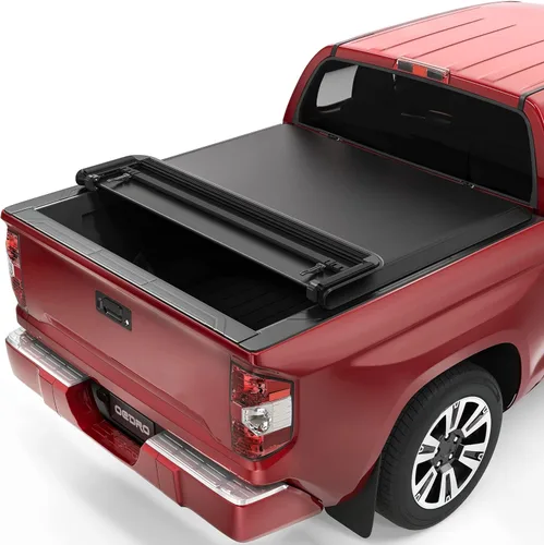 Vista 15 de oEdRo - Cubierta suave de cuatro pliegues para plataforma de camioneta, Tonneau, compatible con Toyota Tundra 2014-2021 (Excl. Trail) plataforma