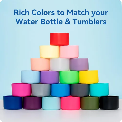 Vista 5 de 2Pack Silicone Boot Covers Compatible with Hydro Flask Wide Mouth 20/24oz,Standard Mouth18/ 21/24oz,24oz Travel&2-20oz Water Bottles 2.75-2.85