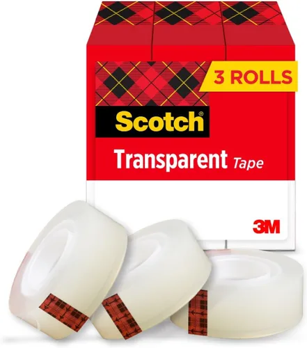 Scotch Cinta transparente, cinta transparente diseñada para uso en la oficina y el hogar, núcleo de 1 pulgada de 3/4 pulgadas x 1000 pulgadas, 3