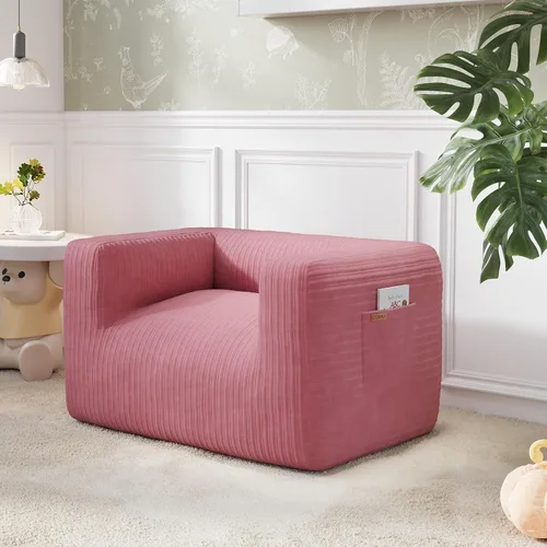 Vista 14 de COMAX Silla Puf para Niños, Sofá de Peluche para Niños Pequeños para Niños y Niñas, Sofá Perezoso de Pana con Relleno de Esponja Triturada, Silla