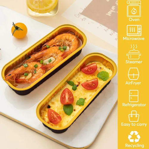 Vista 6 de Ruckae Paquete de 100 Mini Moldes para Pan Mini Moldes para Hornear Pan con Tapas y Cucharas, Moldes de Papel de Aluminio Desechables, Moldes