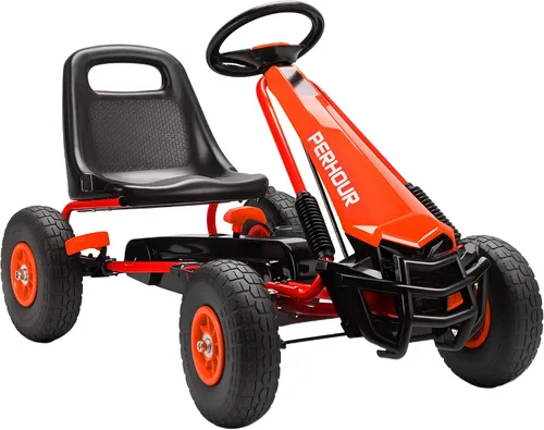 Vista 10 de Qaba Go Kart - Pedal de 4 ruedas para niños, asiento ajustable para niños Negro