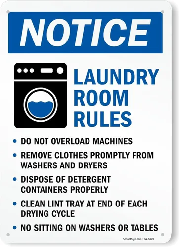 Vista 10 de SmartSign Reglas de lavandería "Uso residente, no responsable de daños, quitar rápidamente, limpiar pelusa", 14 x 10 pulgadas, aluminio laminado