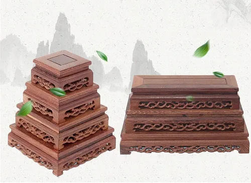 Vista 5 de GOLDY&WENDY Base de madera rectangular florero planta pecera escultura soporte de exhibición artesanía casera pedestal