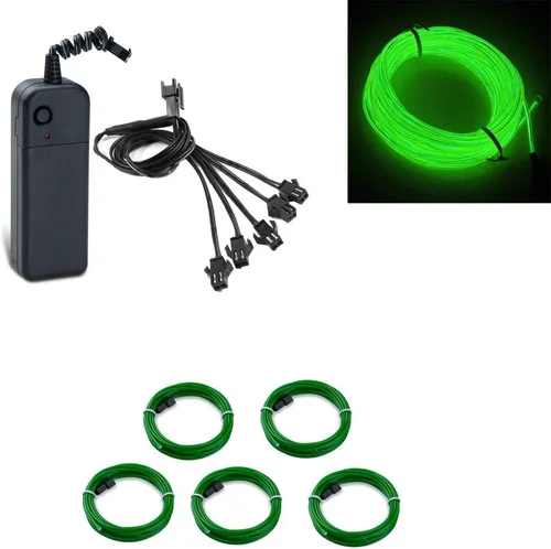 Vista 18 de ABALDI Cable EL, luz de neón portátil, funciona con pilas, paquete de cables electroluminiscentes, alto brillo para decoración de fiestas de Navidad