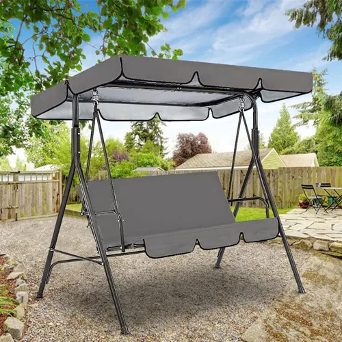 Vista 4 de Juego de cubierta superior impermeable para patio, cojín de repuesto para columpio de exterior, funda superior de repuesto para columpio+funda
