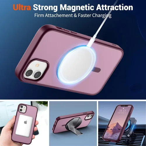 Vista 1189 de SUPFINE - Funda magnética para iPhone 13 Pro Max (compatible con MagSafe), (protección contra caídas de grado militar de 10 pies), delgada, Negro
