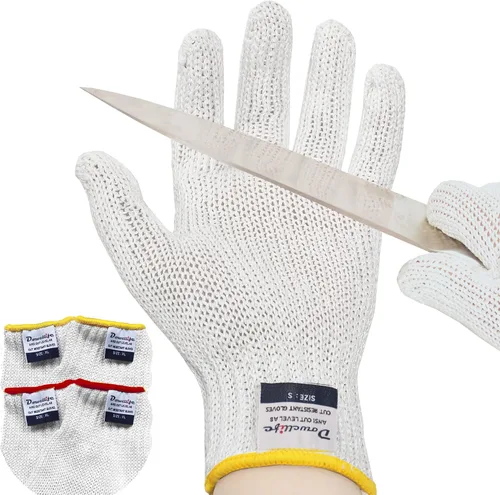 Vista 11 de Dowellife Guantes resistentes a los cortes A9 de máxima protección, guantes de cocina y chef de grado alimenticio para preparación de alimentos Gris
