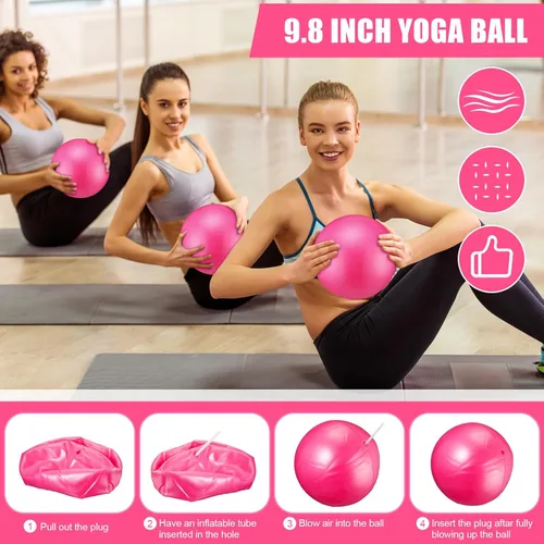 Vista 2 de Soulchen Pelota de pilates de ejercicio de 9 pulgadas con bolsas, bandas de resistencia de 25 a 30 libras para equipo de ejercicio, juego para yoga