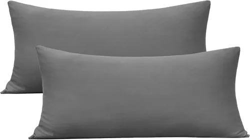 Vista 19 de Paquete de 2 fundas elásticas para almohada - Punto jersey y cierre de sobre, fundas de almohada con mezcla de poliéster ultra suave tipo camiseta