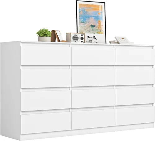 Vista 18 de Cómoda negra para dormitorio, cómoda moderna de 6 cajones con cajón profundo, cómoda ancha, muebles organizadores de almacenamiento para dormitorio