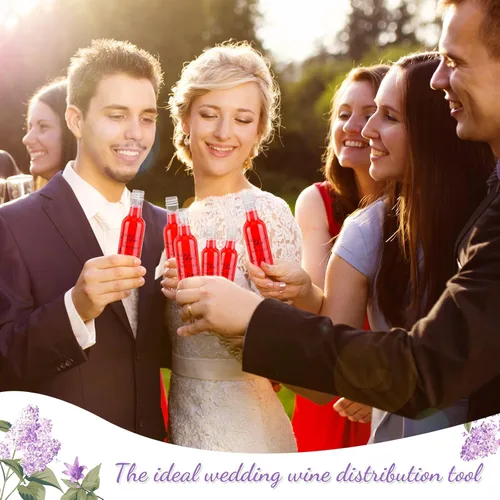Vista 11 de Bokon Mini Wedding Liquor Bottles Take a Shot We Tied The Knot Shot Glasses for Guests 1.7 Fl Oz/ 50 ml Plastic Reusable Empty Bottle with Cap
