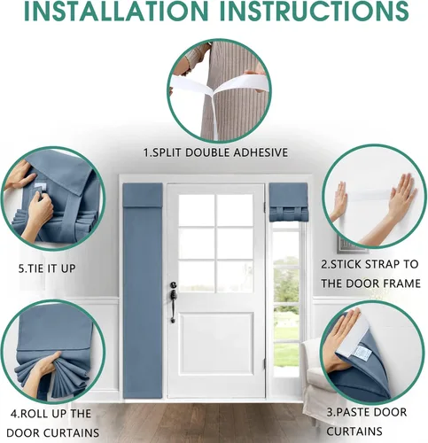 Vista 3 de HOMEIDEAS Cortinas Opacas Laterales para Puerta, Cortinas para Luz Lateral de Puerta Principal, para Ventana Pequeña, Cubierta de Privacidad
