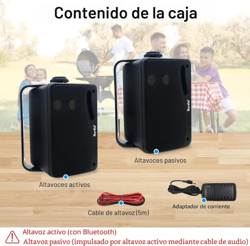 Vista 6 de Herdio Altavoces Bluetooth de 3.5" para exteriores con cable impermeables, altavoces de 200W de 3 vías de actualización premium para montar