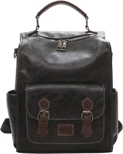 Mochila de viaje para mujer, de piel sintética, antirrobo, grande, bolsa de hombro para mujer, bolsas escolares de moda, Negro