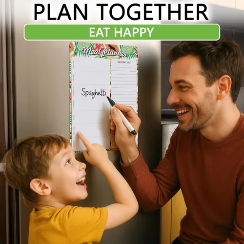 Vista 6 de Planificador magnético de comidas para refrigerador A4-8.5 x 12 pulgadas, imán de menú semanal para nevera, tablero de menú para cocina, tablero