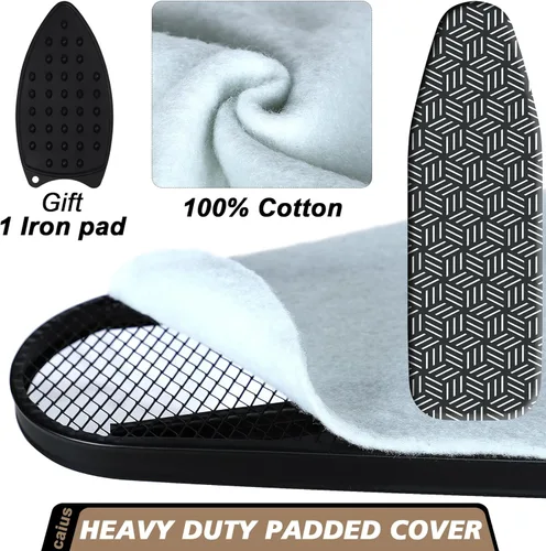 Vista 11 de caius Tabla de planchar, compacta y ahorradora de espacio, tabla de planchar de tamaño completo, área de planchar extra ancha con cubierta acolchada