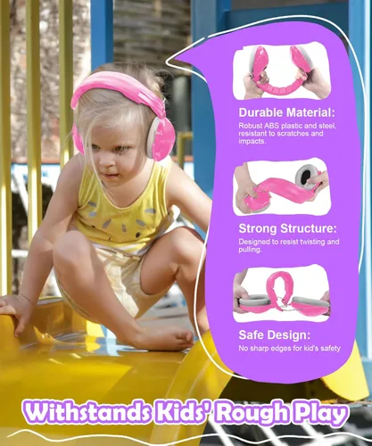 Vista 6 de PROHEAR 032 2.0 Auriculares con cancelación de ruido para niños, reducción de ruido de 25 dB, orejeras sensoriales ajustables de protección de oídos