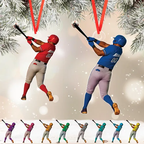Vista 11 de Personalized Baseball Ornament, Custom Name and Jersey Number Flat Ornaments, Sports Christmas Decoration for Boys, Athletes, Coaches, Baseball