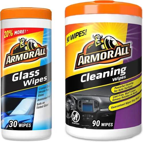 Armor All Toallitas de vidrio para automóvil, limpiador de vidrio automático para película y mugre, 30 unidades + toallitas de limpieza Armor All