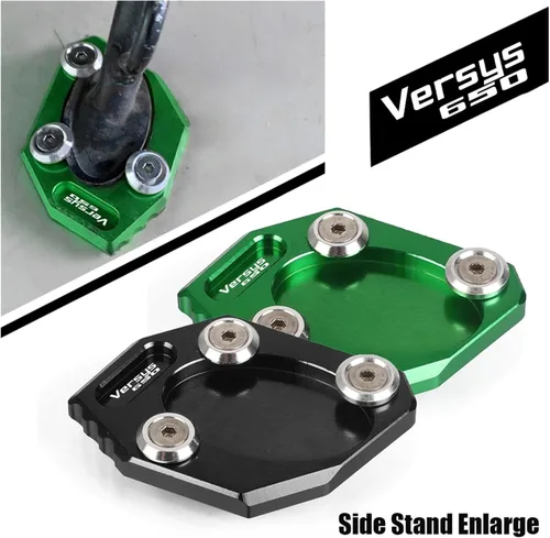 Vista 2 de Motorcycle Kickstand Side Stand Enlarge Plate Extension Support Pad For Kawasaki Versys 650 2007-2009 (Color VERSYS650 LOGO)
