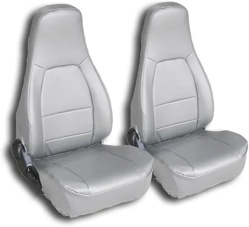 Vista 5 de Iggee Diseñado para Mazda Miata 1990-1997 de cuero artificial, ajuste personalizado, 2 fundas de asiento delantero (par) (beige)