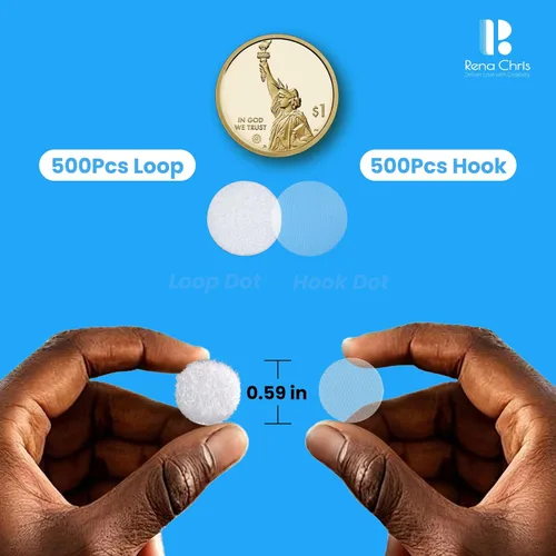 Vista 2 de Self Adhesive Dots, Strong Adhesive 1000pcs 0.59" Diameter Sticky Back Nylon Dots, Hook & Loop Dots with Waterproof Sticky Glue Tapes, Suitable for