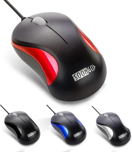 Vista 9 de SOONGO - Ratón óptico USB con cable para computadora portátil y uso doméstico, 2 unidades, compatible con computadoras portátiles, escritorio