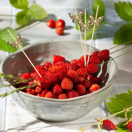 Vista 5 de Brochetas de bambú de mariposa, palillos de cóctel, palillos de dientes para aperitivos, accesorios de charcutería, palillos de dientes de cóctel