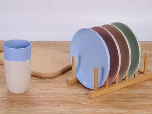 Vista 3 de LuckyZone Platos pequeños de paja de trigo irrompibles de 7 pulgadas, juego de 4 platos reutilizables, aptos para lavavajillas y microondas