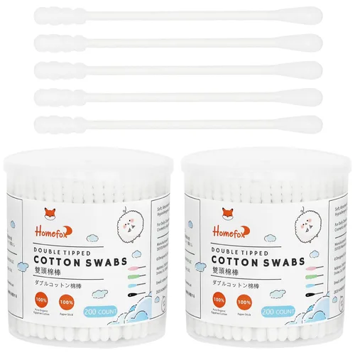 Vista 19 de Hisopos de algodón negro en espiral, 200 unidades de algodón orgánico, gótico, para baño, firmemente envueltos, puntas de algodón de carbón, palillo