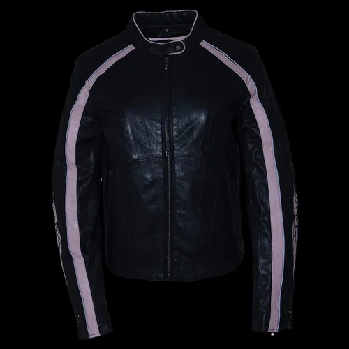 Vista 6 de Milwaukee Leather ML1952 Chaqueta de cuero para mujer con diseño bordado de alas y remaches negros