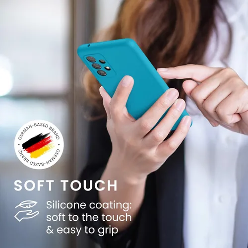 Vista 4 de kwmobile Funda compatible con Samsung Galaxy A52 / A52 5G / A52s 5G - Funda de silicona TPU con acabado suave - Azul claro