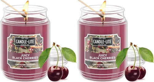 Vista 34 de CANDLE-LITE Fragancia perfumada de cerezas negras jugosas, una vela de aromaterapia de 3 mechas de 10 onzas con 20-40 horas de tiempo de combustión