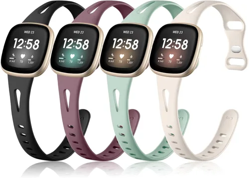 Vista 8 de Ouwegaga Compatible con Correas Fitbit Versa 4 para Mujer/Sense 2/Sense/Versa 3 para Hombre, Correa Deportiva delgada de silicona suave Compatible