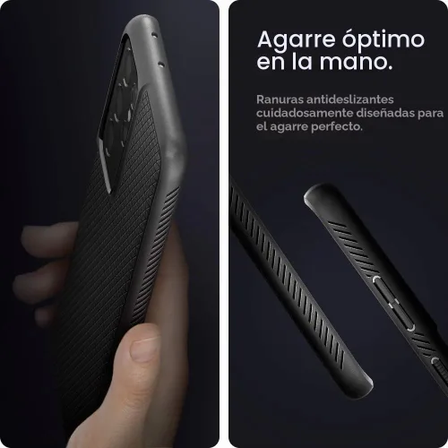 Vista 4 de Spigen Liquid Air Armor - Funda para Galaxy S21 Ultra (2021) Air Cushion Tech, Sound Tunnel Tech, Military Grade Protection, Slim TPU Case, Mate