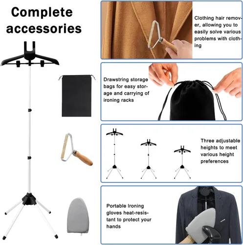 Vista 6 de Soporte de vapor para ropa, plegable y portátil, soporte para colgar ropa, accesorios para el hogar, viajes, tiendas de ropa, hoteles