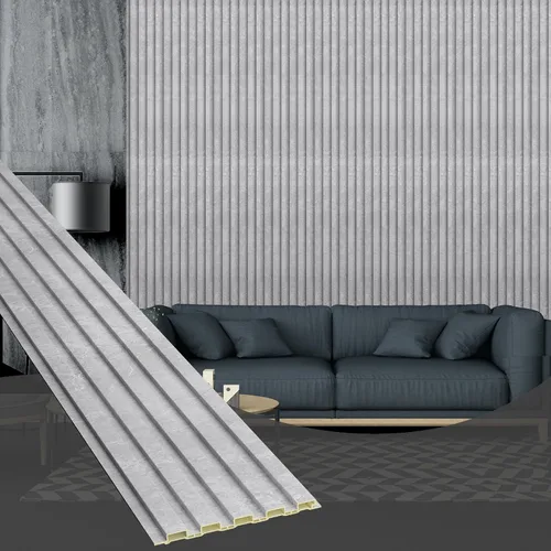 Vista 12 de OUZUGIE WPC Paneles de pared acústicos con listones acústicos, paquete de 8 paneles de pared 3D de 114 x 6 pulgadas para decoración de pared