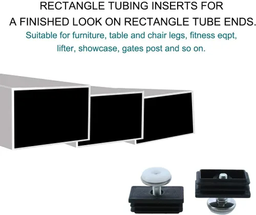 Vista 6 de uxcell Pies de nivelación ajustables 0.984 x 1.969 in rectángulo inserta muebles Glide 8 sistemas