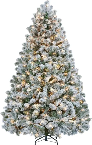 Vista 12 de Yaheetech Árbol de Navidad preiluminado de 4.5 pies, árbol de Navidad