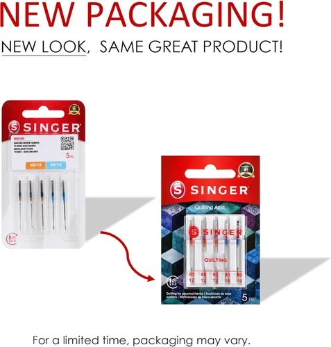 Vista 7 de Singer 44729 Agujas para máquina de acolchar, tamaños 80/11 y 90/14, multicolor, 5