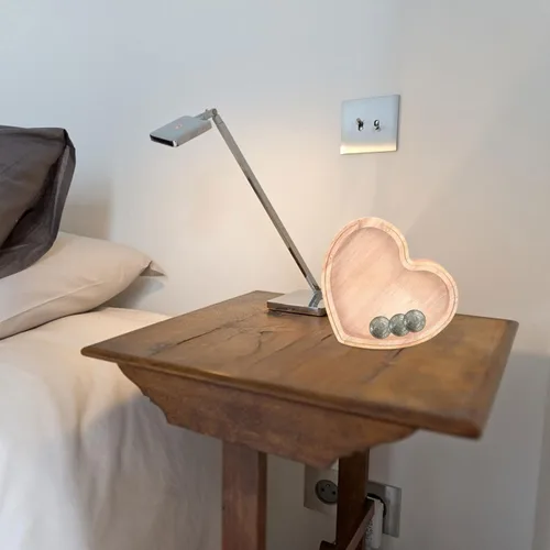 Vista 3 de Kisangel Hucha de madera con forma de corazón, caja de dinero de madera, marco de madera, juguetes de madera, banco de ahorro de dinero para el día