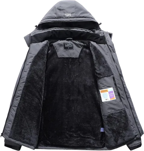 Vista 3 de Pooluly - Chaqueta impermeable de invierno, esquí, snowboard, para hombre, con capucha, rompevientos.