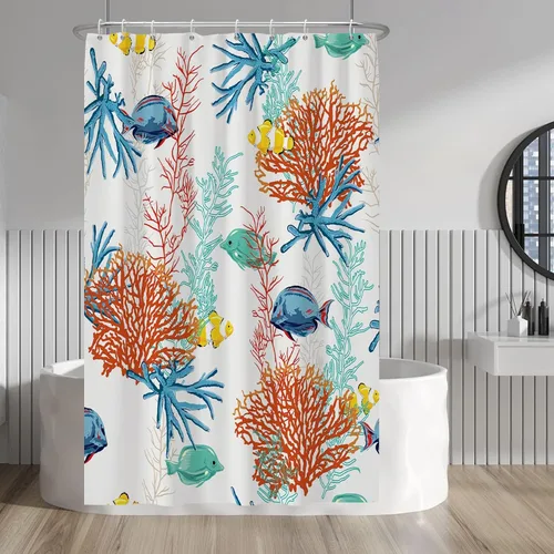 Vista 131 de Baocicco Cortina de ducha de mármol azul abstracto a rayas, decorativa, textura de lujo, línea moderna, decoración de acuarela, juego de cortinas